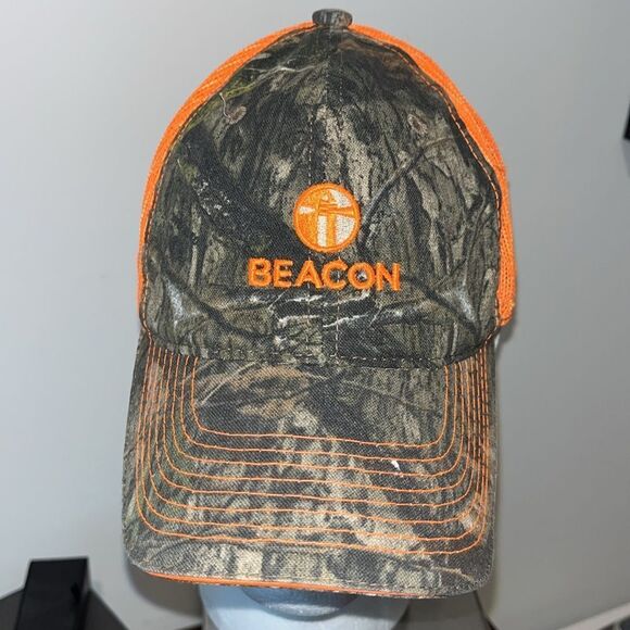 Mossy Oak Camouflage Camo Hunting Beacon Roofing Supply Mesh Trucker cap hat - Picture 1 of 5